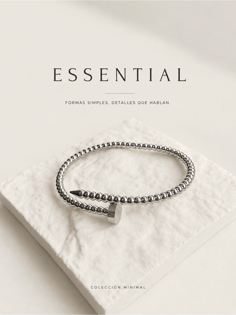 Stainless Steel Beaded Minimal Bracelet size 7
